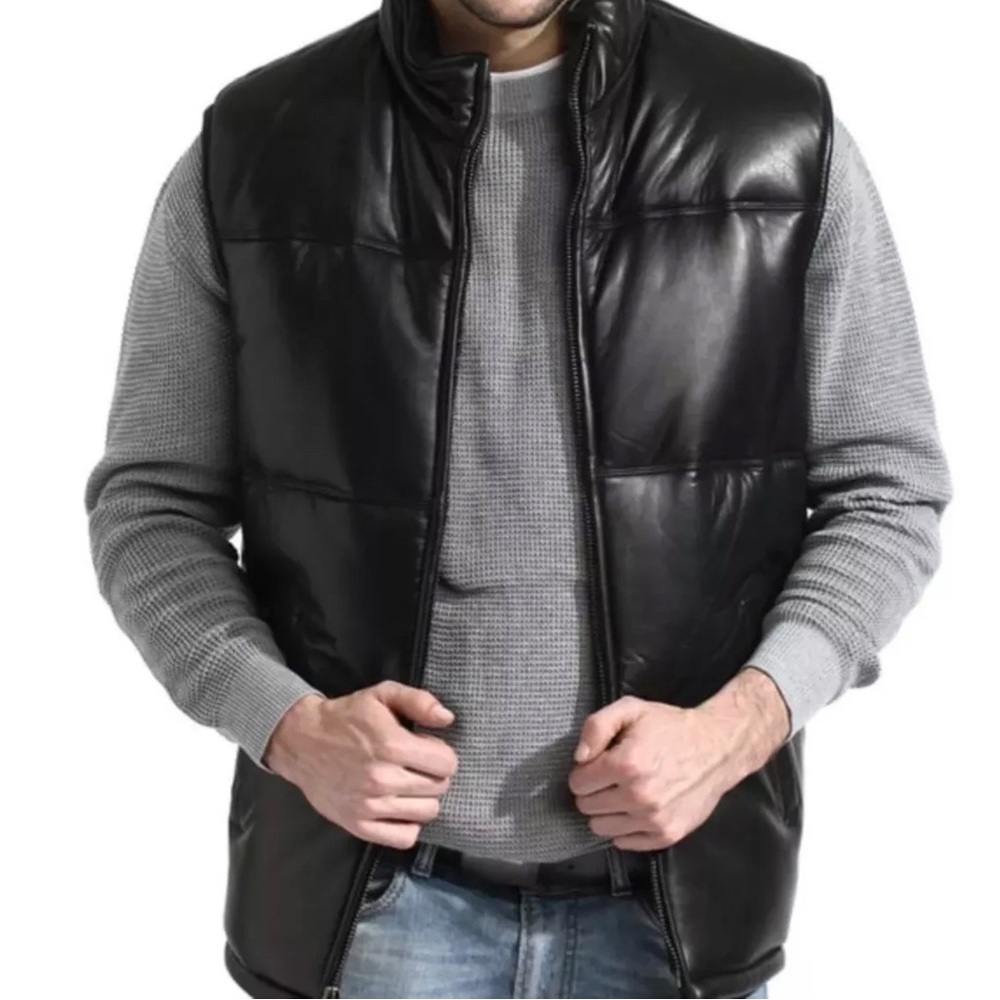 Men's Black -padded Lambskin Leather